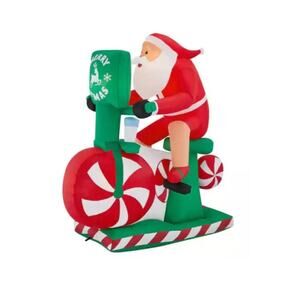 Home Accents 5.5 Ft Santa on Stationary Exercise Bike Airblown Inflatable New